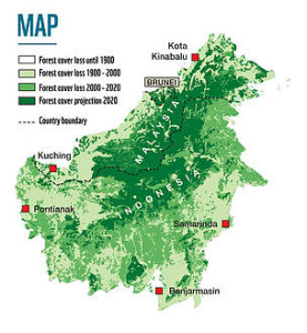 WWF map on deforestation in Borneo