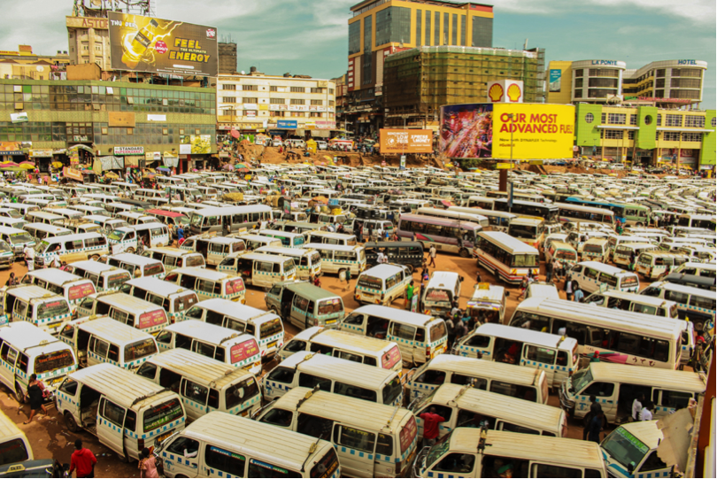 Cars at the Old Taxi Park in downtown Kampala (photo by Josh Mirondo)